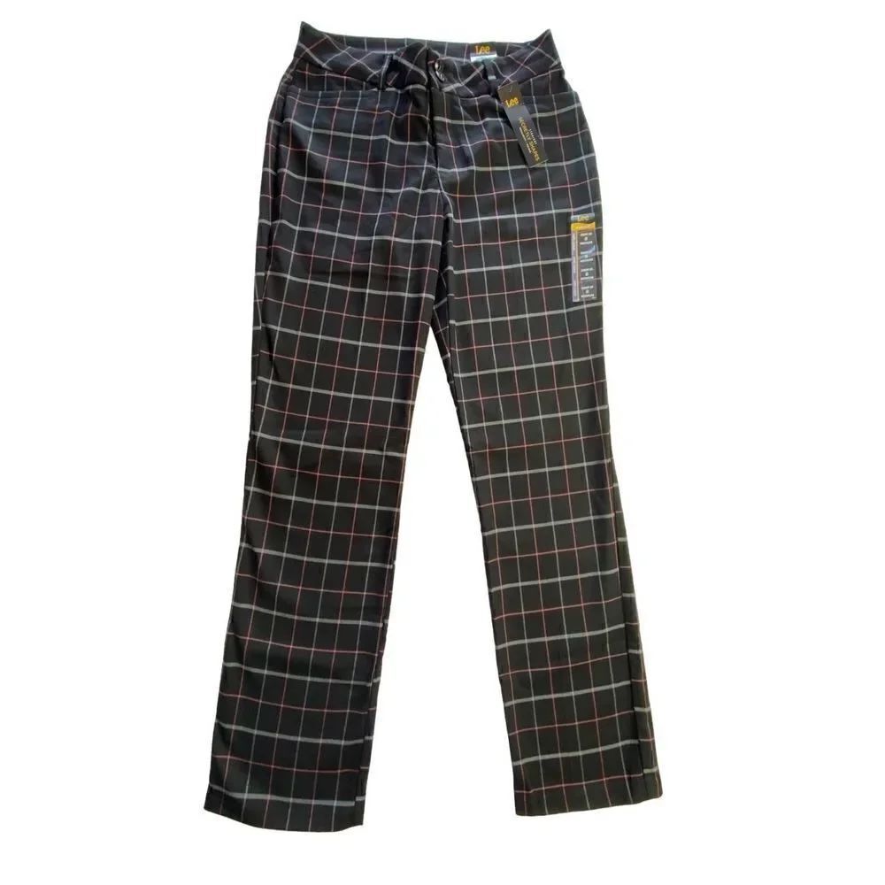 LEE Womens Size 8 Mid-Rise Straight Fit Pants in Black Multi